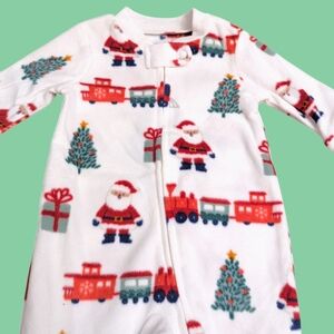 NEW 1pc Carter's Fleece Christmas Santa Sleep & Play PJS Pajamas Size 3 Months